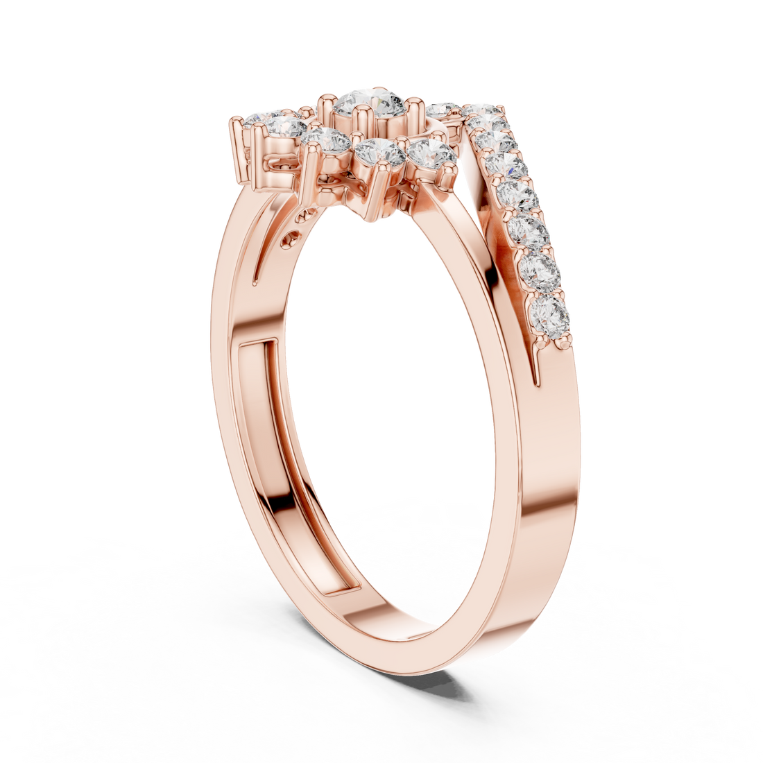 ALR-159 - Fashion Round Ring - White Gold