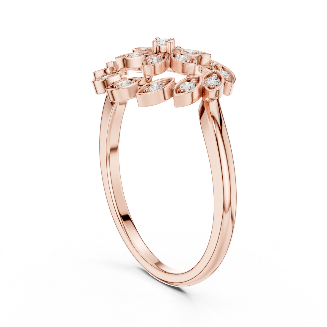 9#10045L - Fashion Round Ring - White Gold