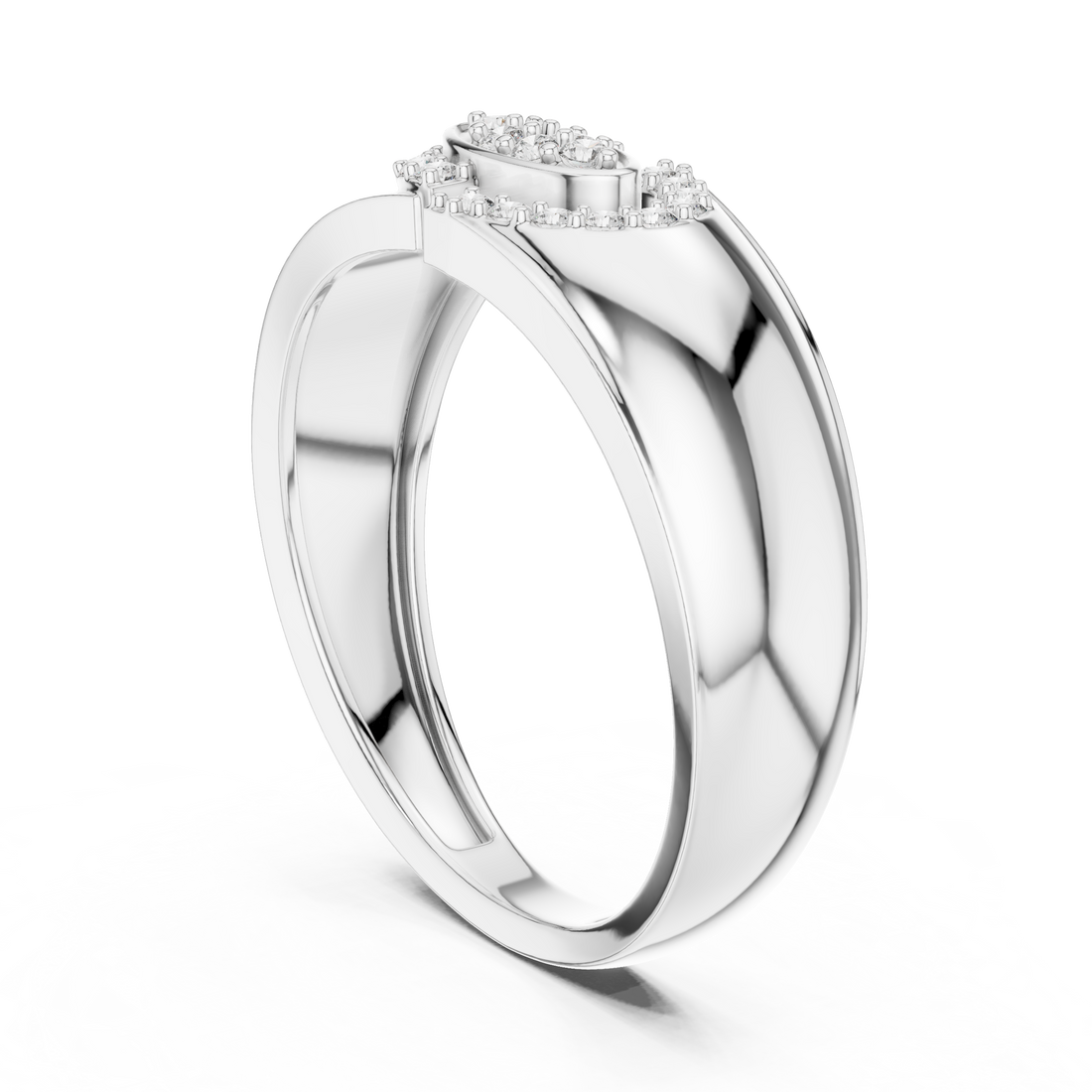 LR-01 (34) - Fashion Round Ring - White Gold
