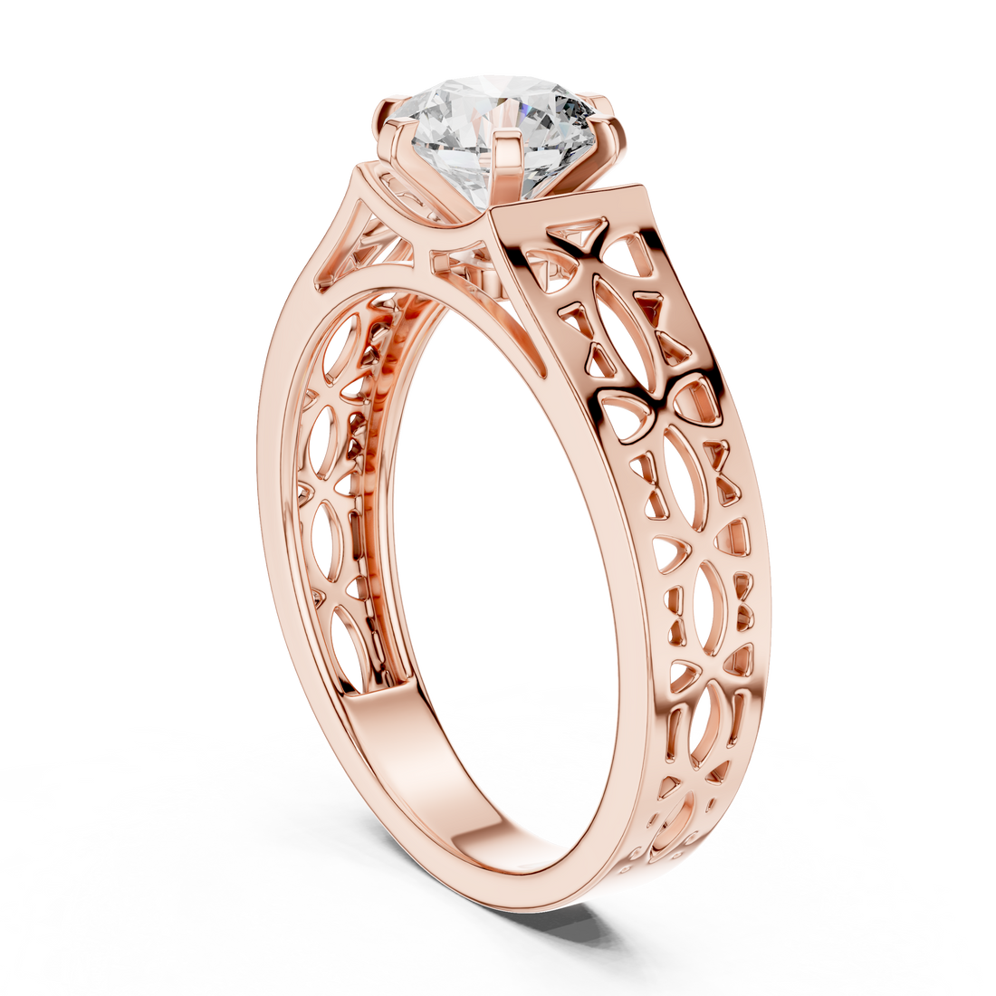 LR-0097 - Vintage Round Ring - White Gold