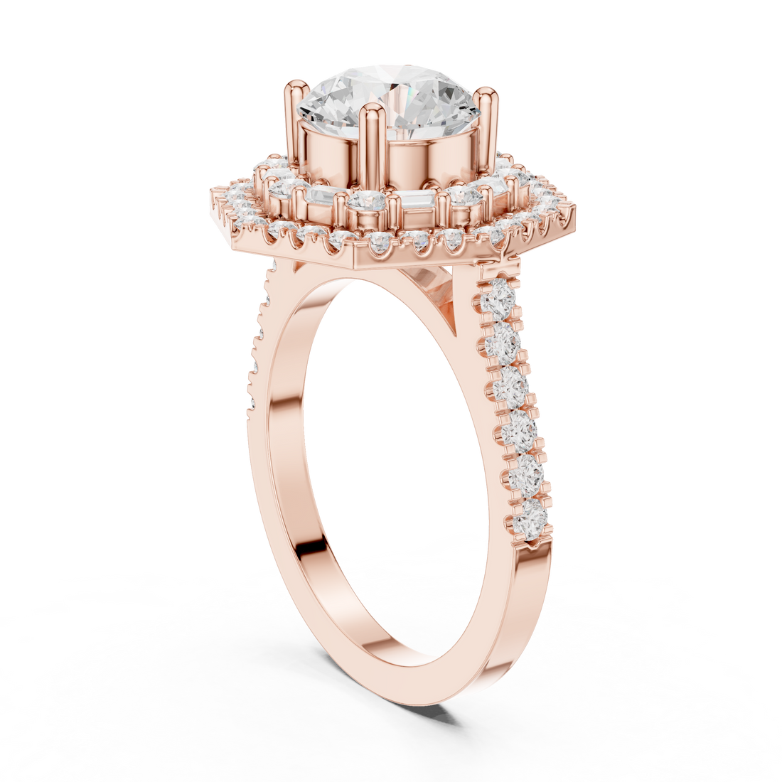 DDLR-326 - Halo Round Ring - White Gold