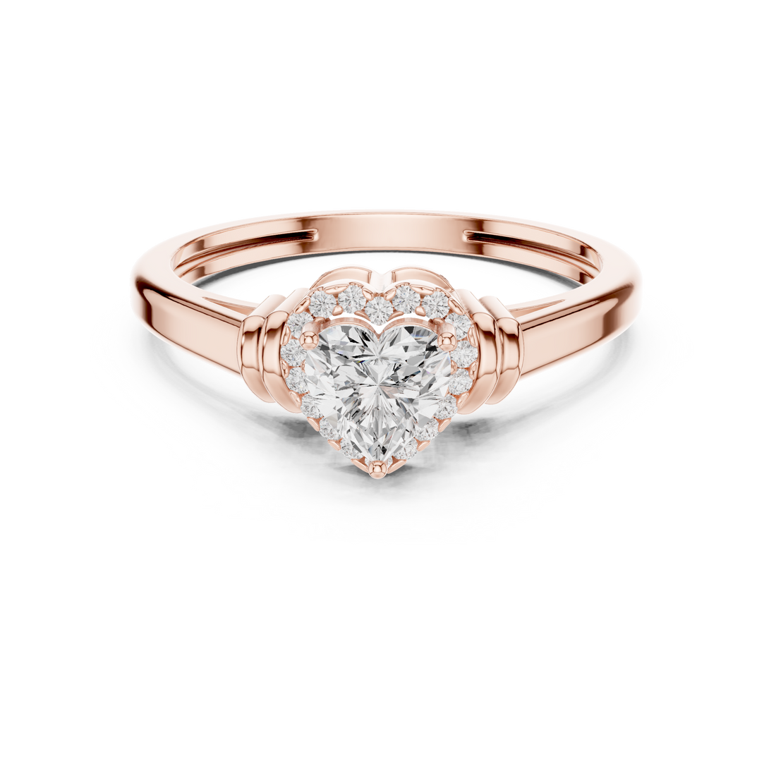 Halo Ring - Heart | DDLR-399 - Rose Gold