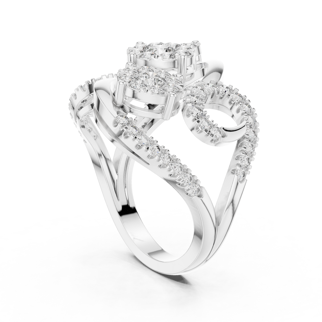 19#120002L - Fashion Round Ring - White Gold