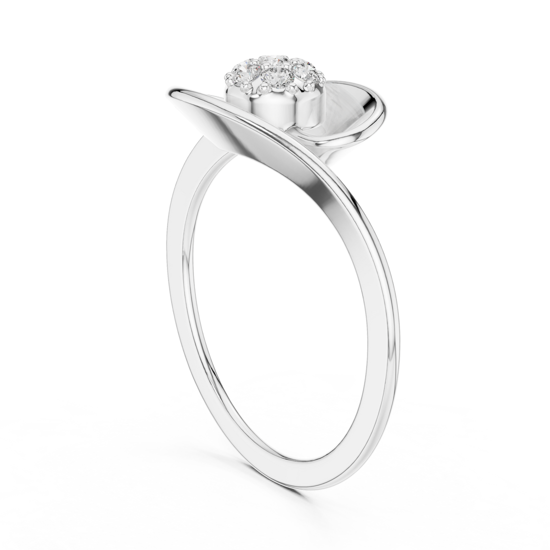 1 (257) - Fashion Round Ring - White Gold