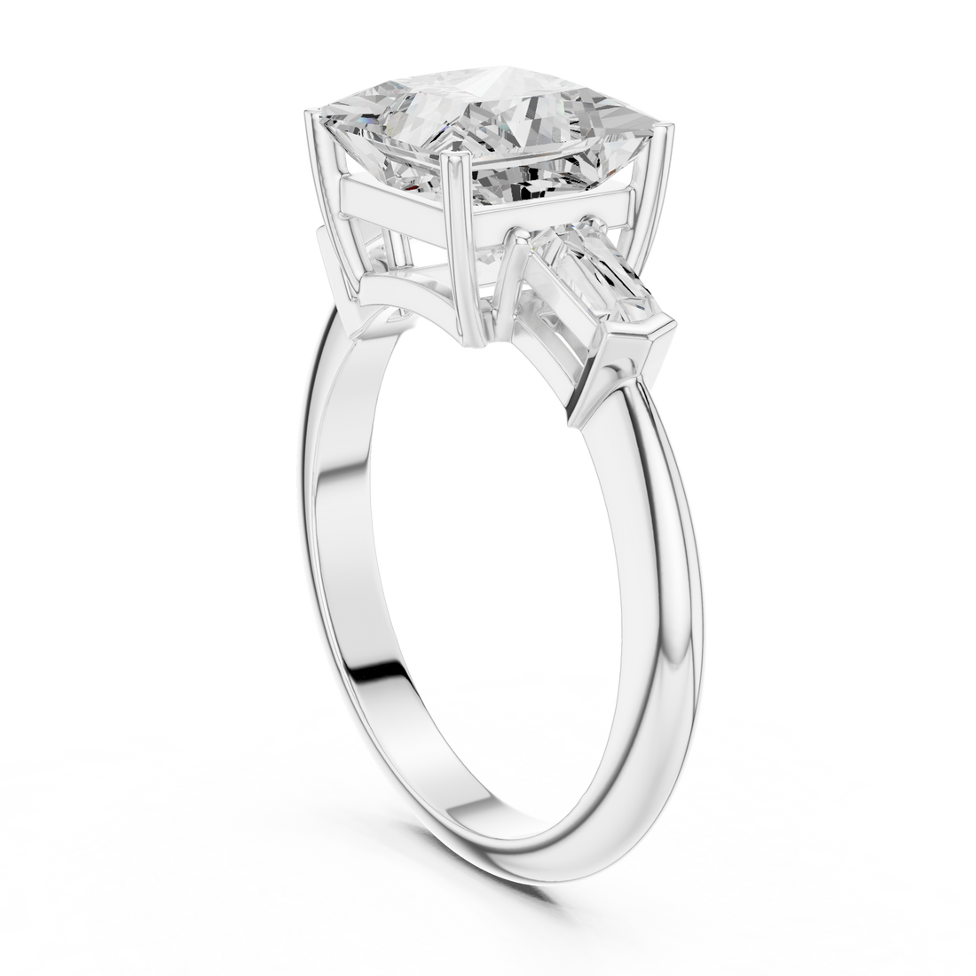 67 PRI - Three Stone Princess Ring - White Gold