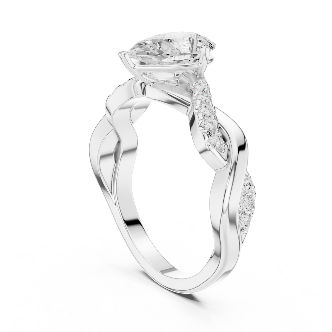 DDLR-1084 - Solitaire Pear Ring - White Gold