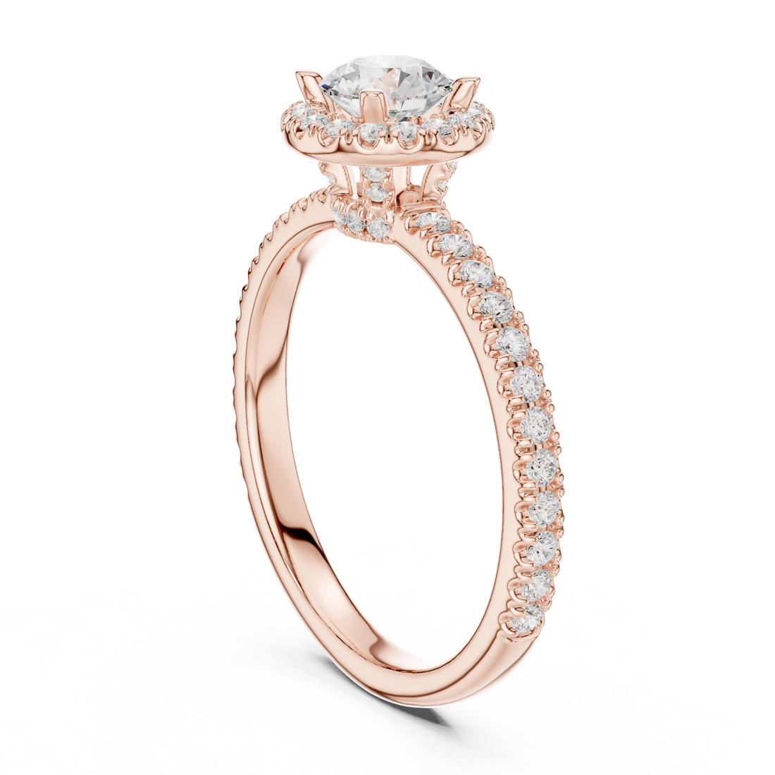 LR-0241 - Halo Round Ring - White Gold