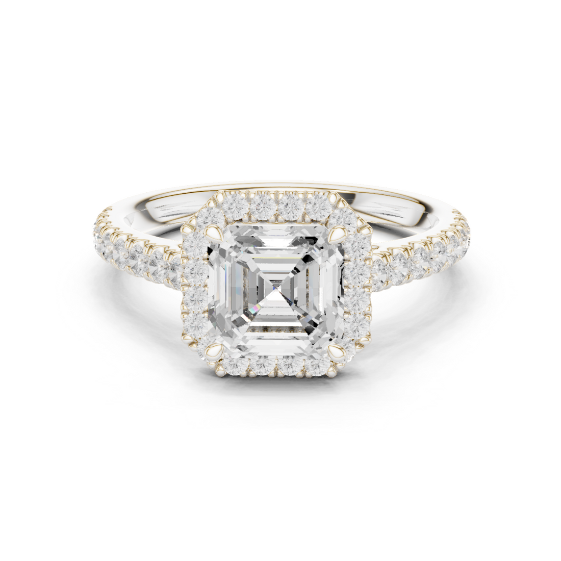 Halo Ring - Asscher | DDLR-118-AC - White Gold