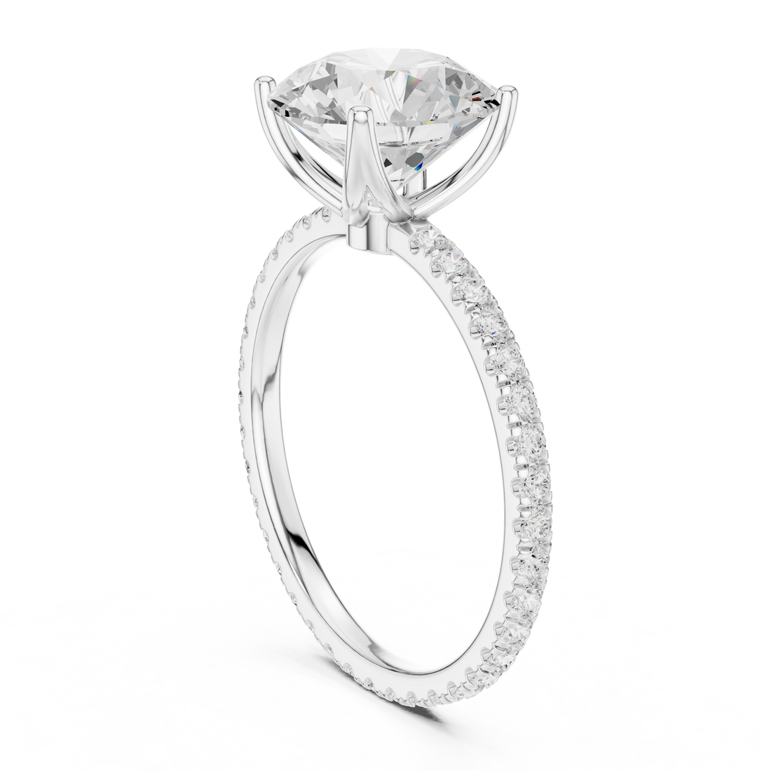 16 RND - Solitaire Round Ring - White Gold