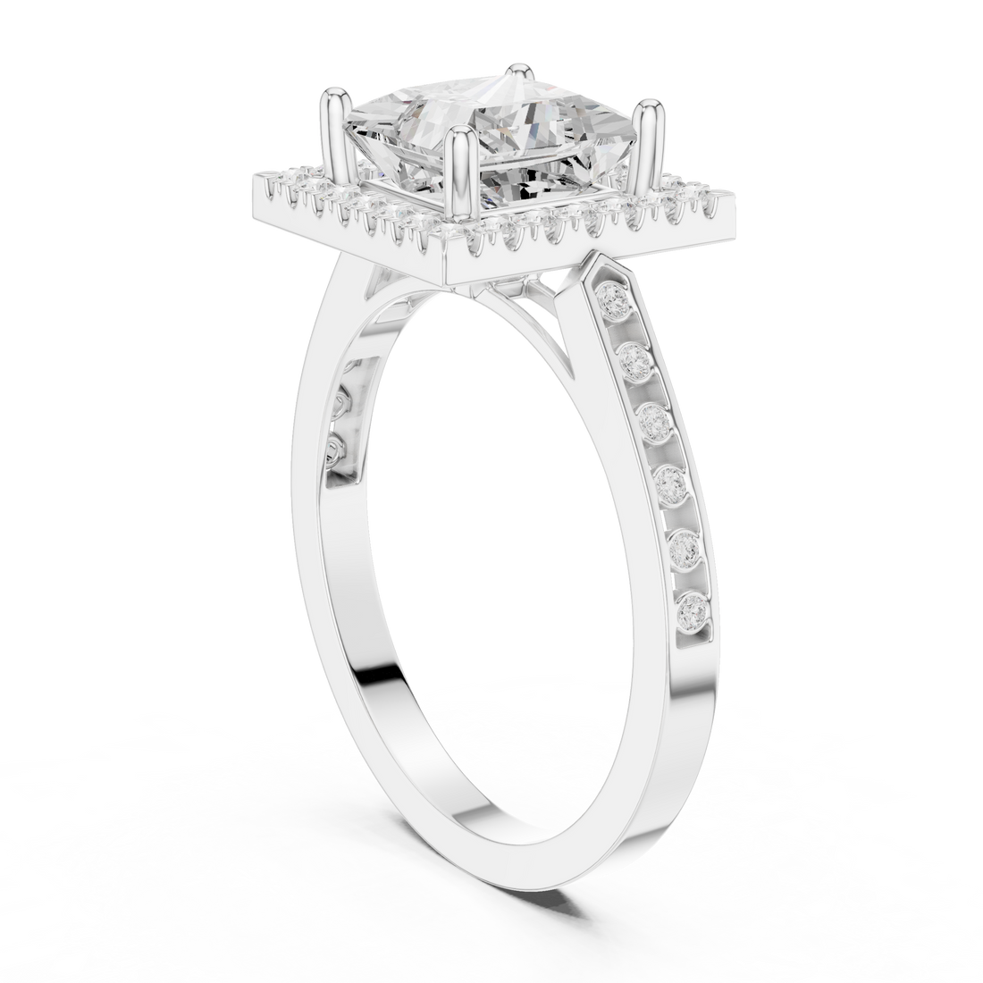 DDLR-349 PRI - Halo Princess Ring - White Gold