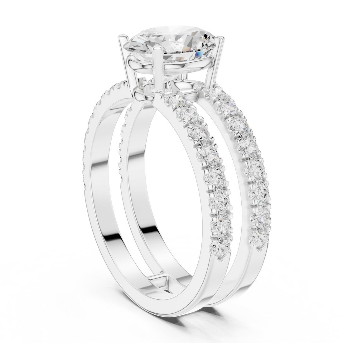 DDLR-1060 - Split Shank Oval Ring - White Gold