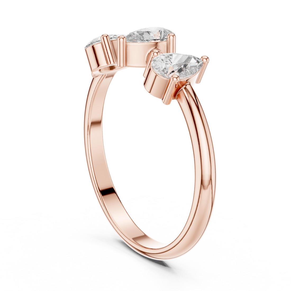 HLR-106 - Three Stone Pear Ring - White Gold