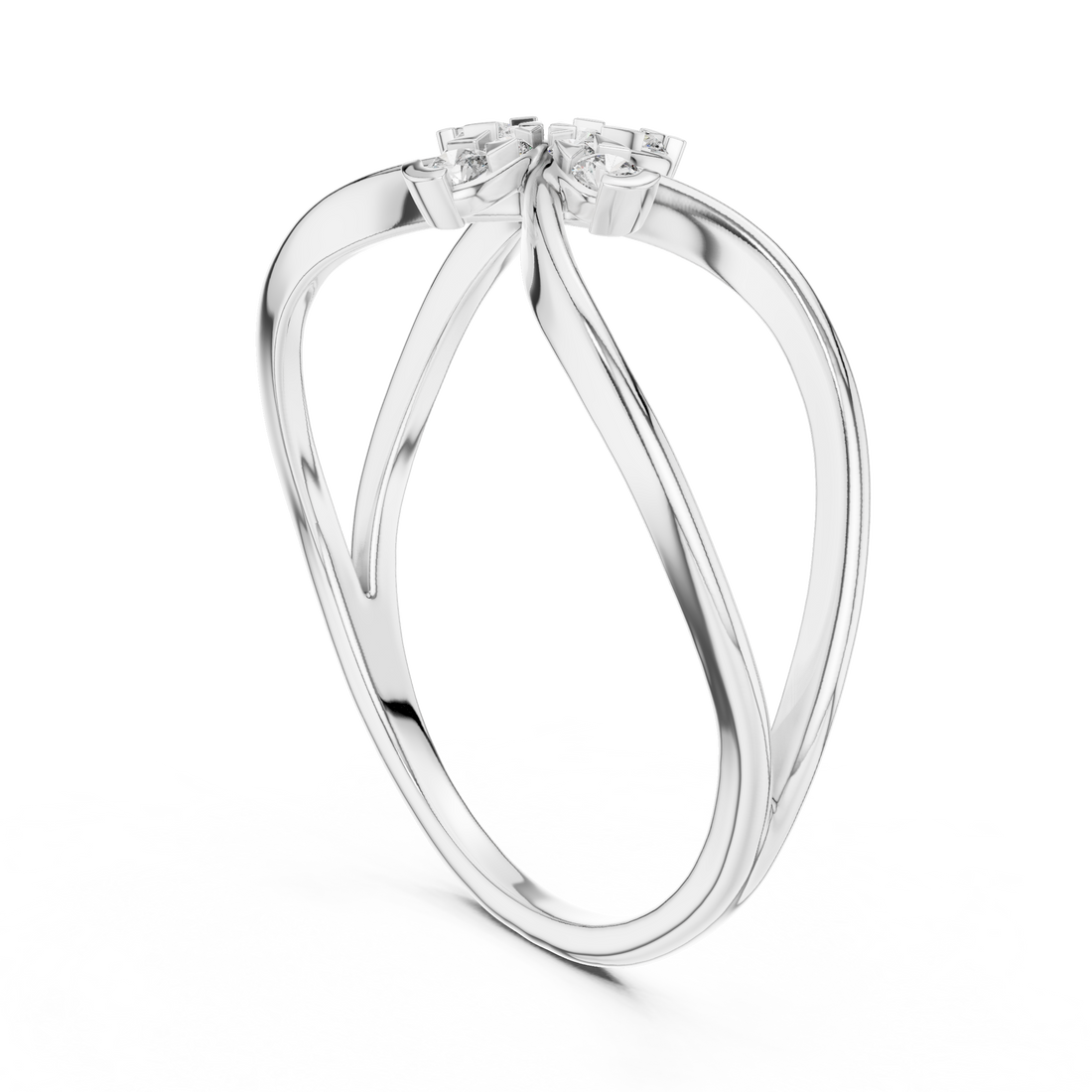 12#10037@L - Fashion Round Ring - White Gold