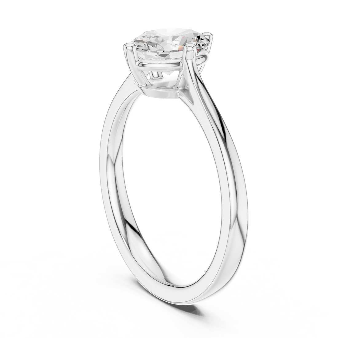 DDLR-569 - Solitaire Oval Ring - White Gold