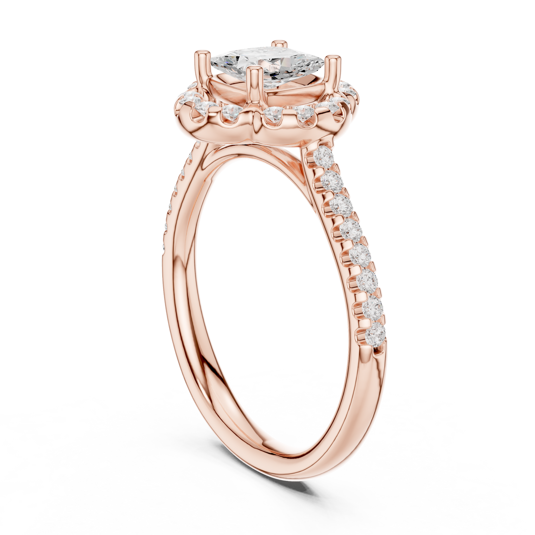 DDLR-535 - Halo Cushion Ring - White Gold