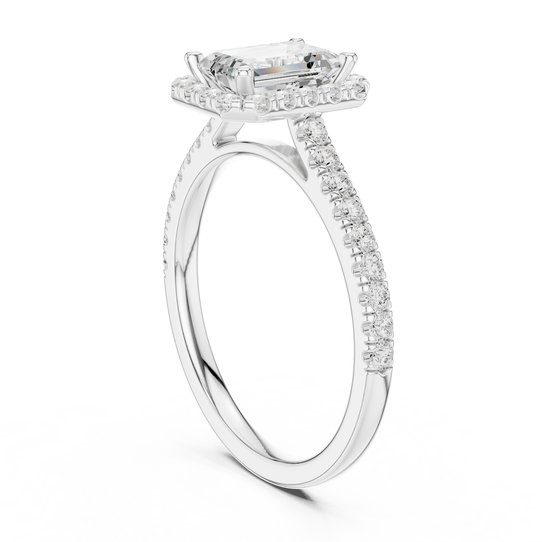 DDLR-918 - Halo Emerald Ring - White Gold