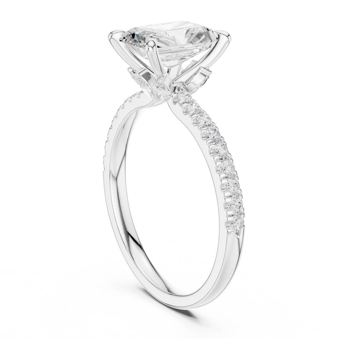 DDLR-1015 - Solitaire Radiant Ring - White Gold