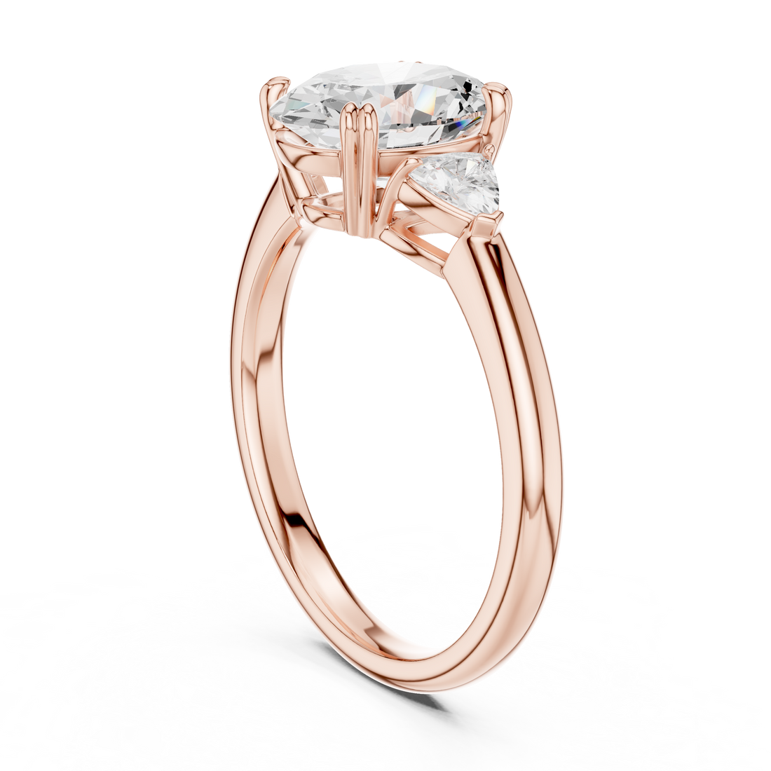 DDLR-033-OV - Three Stone Oval Ring - White Gold