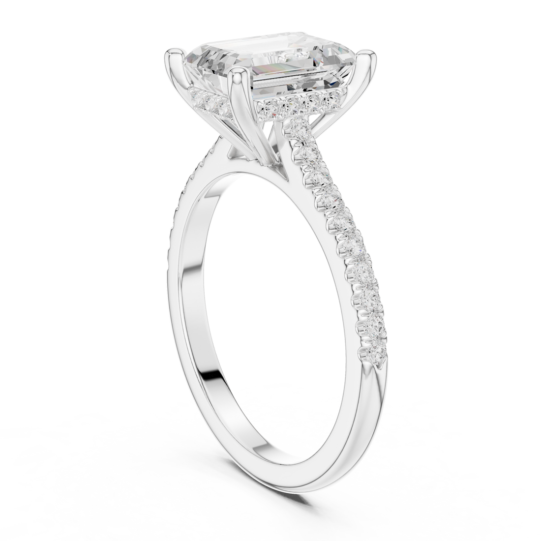 DDLR-1000 - Solitaire Emerald Ring - White Gold