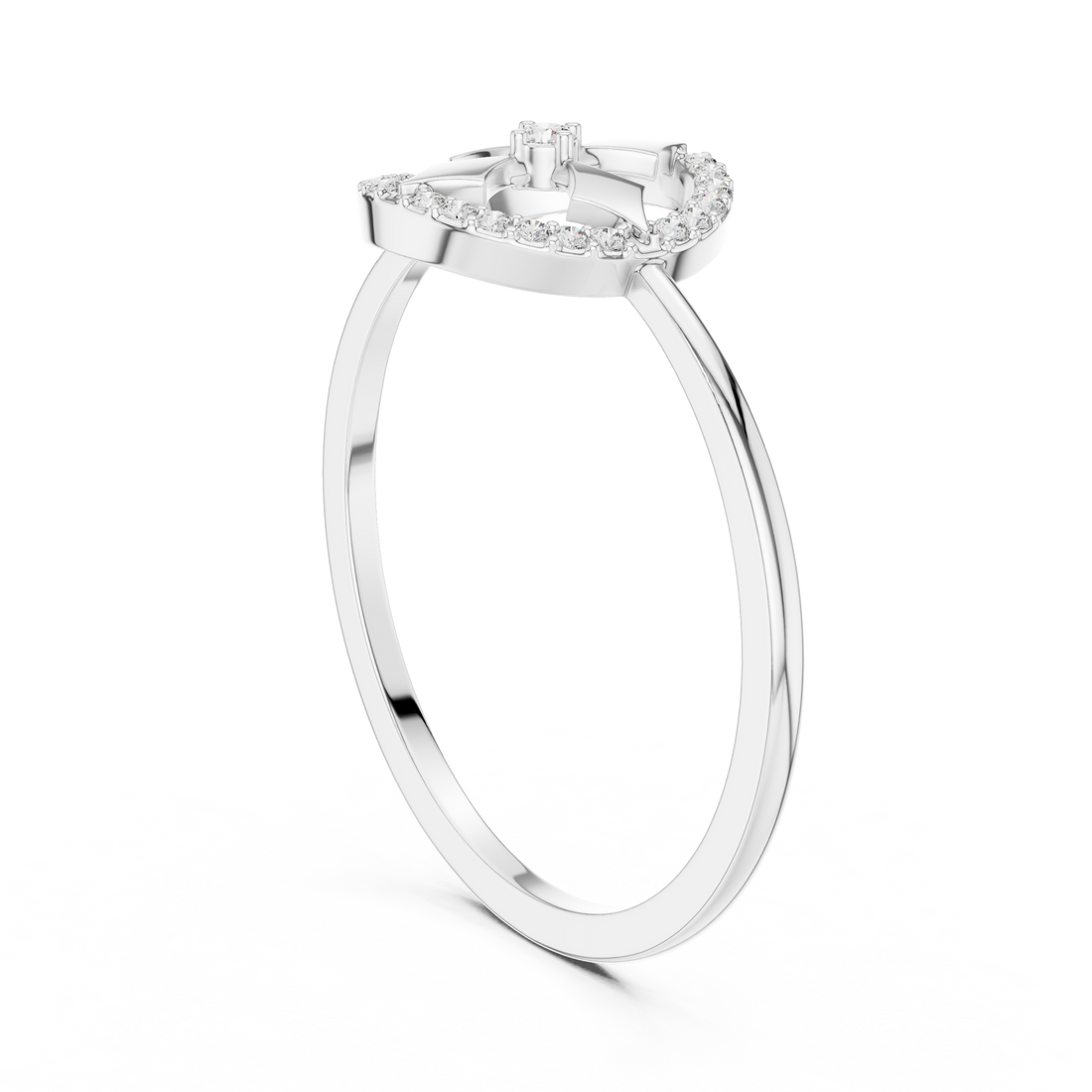 DR-6154 - Fashion Round Ring - White Gold