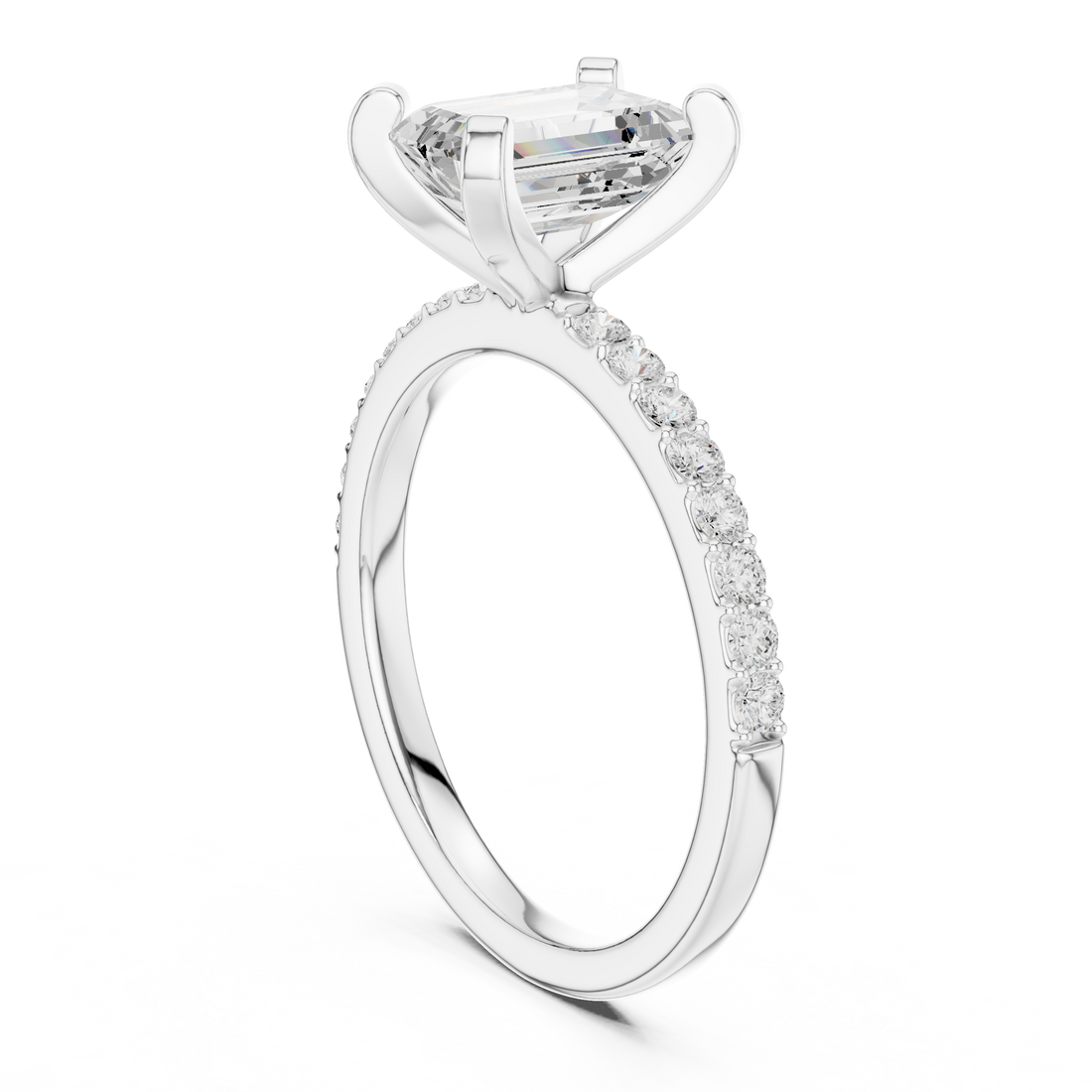 DDLR-040-R00697-EM - Solitaire Emerald Ring - White Gold