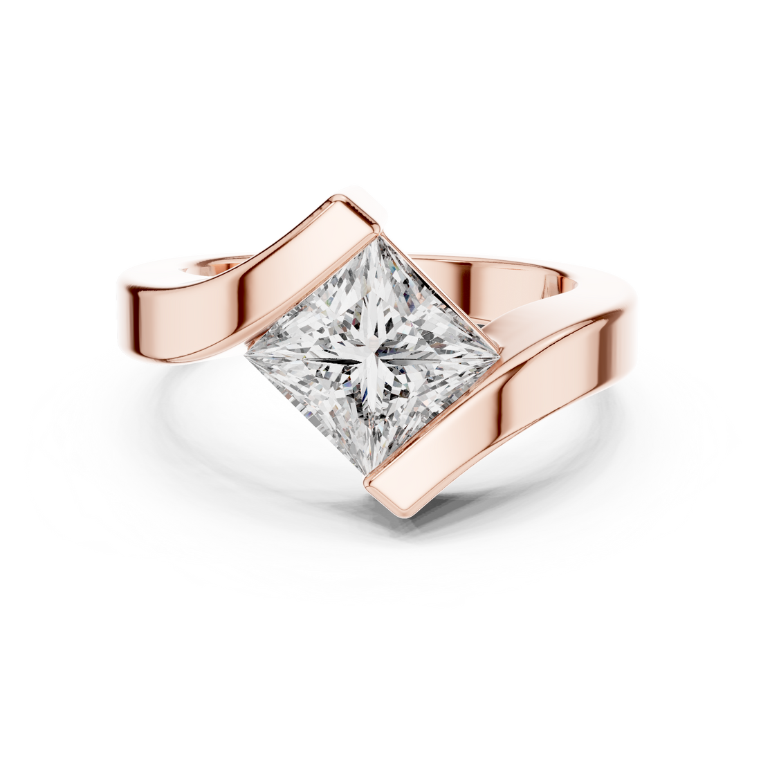 Bypass Ring - Princess | 9#10051 - Rose Gold