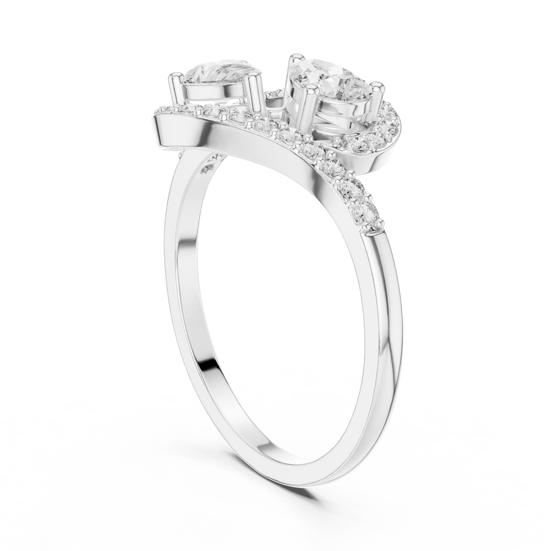 HLR-175 - Fashion Pear Ring - White Gold