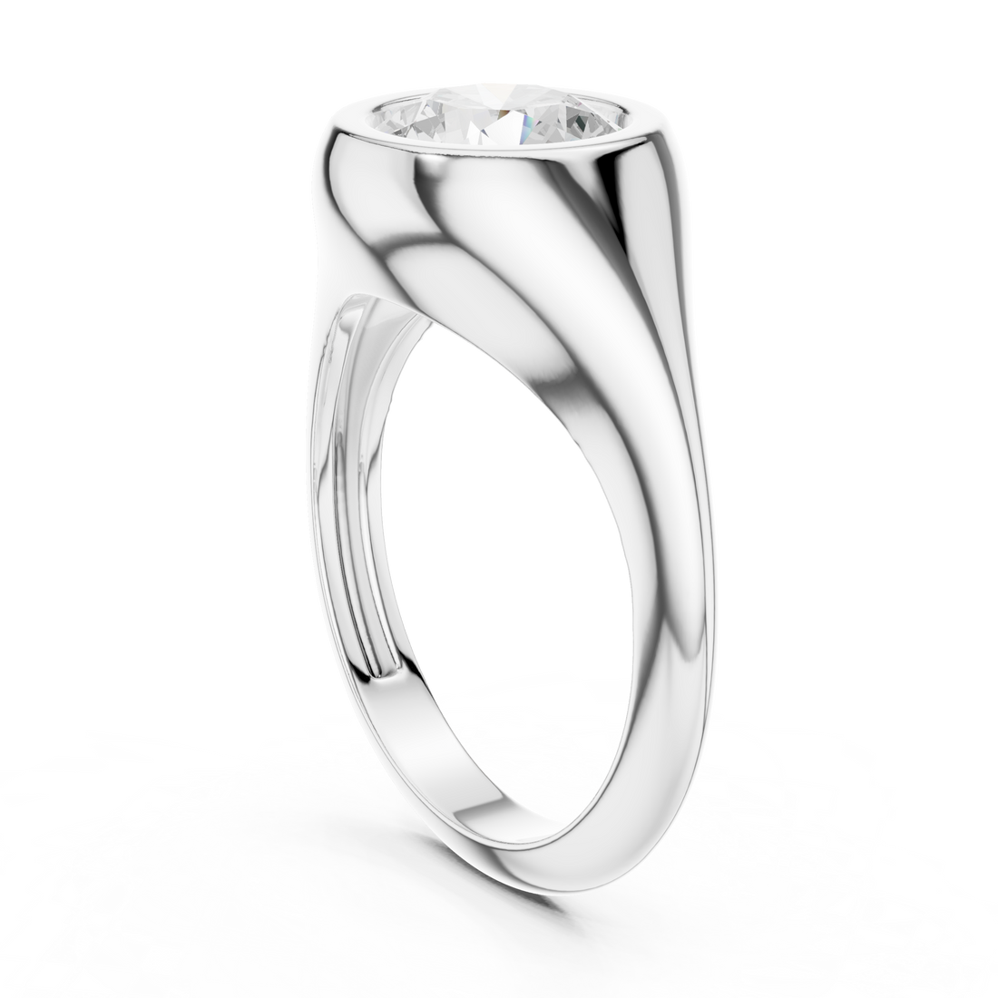 DDLR-093-RD - Solitaire Round Ring - White Gold