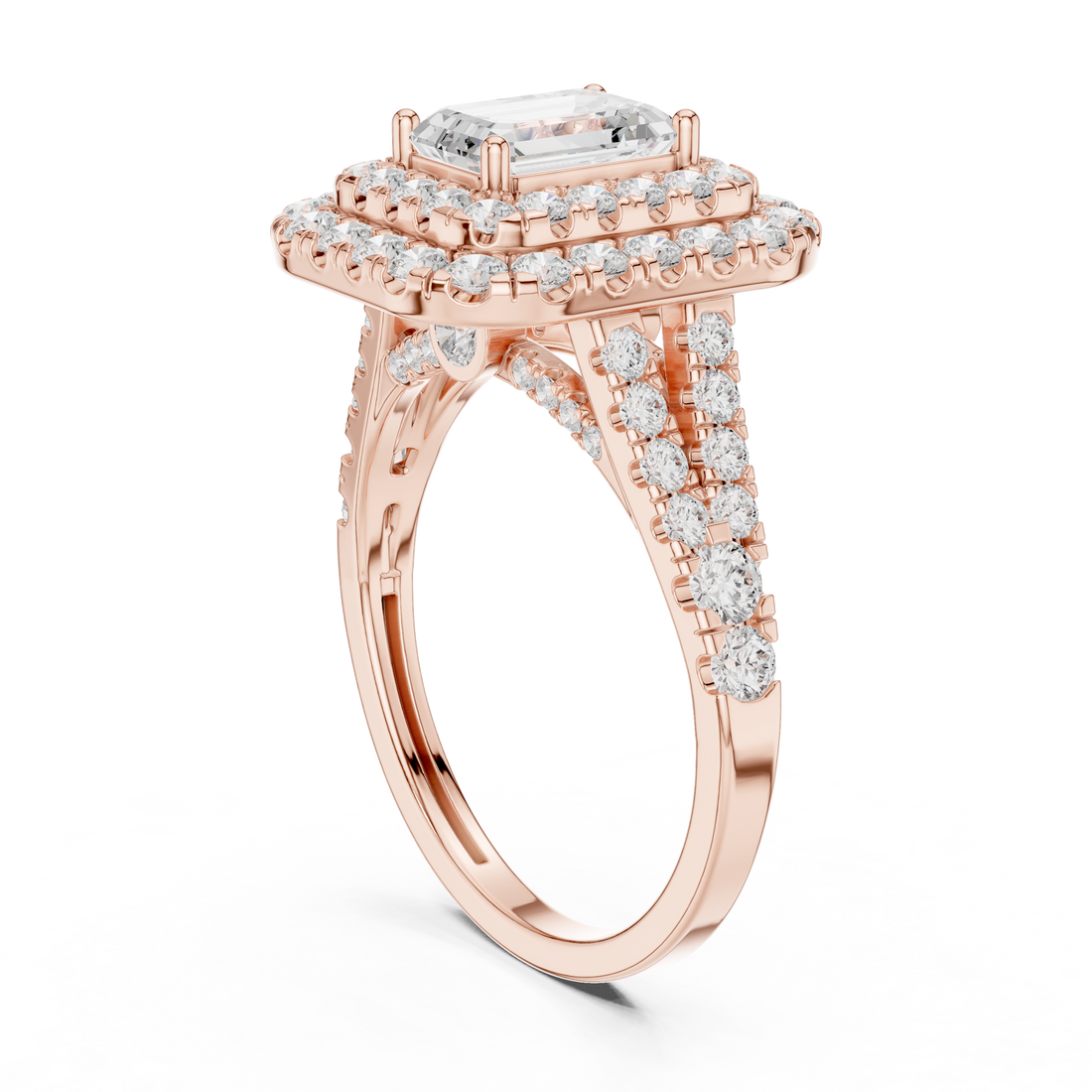 DDLR-398 - Halo Emerald Ring - White Gold