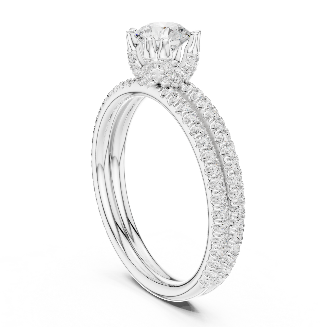 LR-0342 - Solitaire Round Ring - White Gold