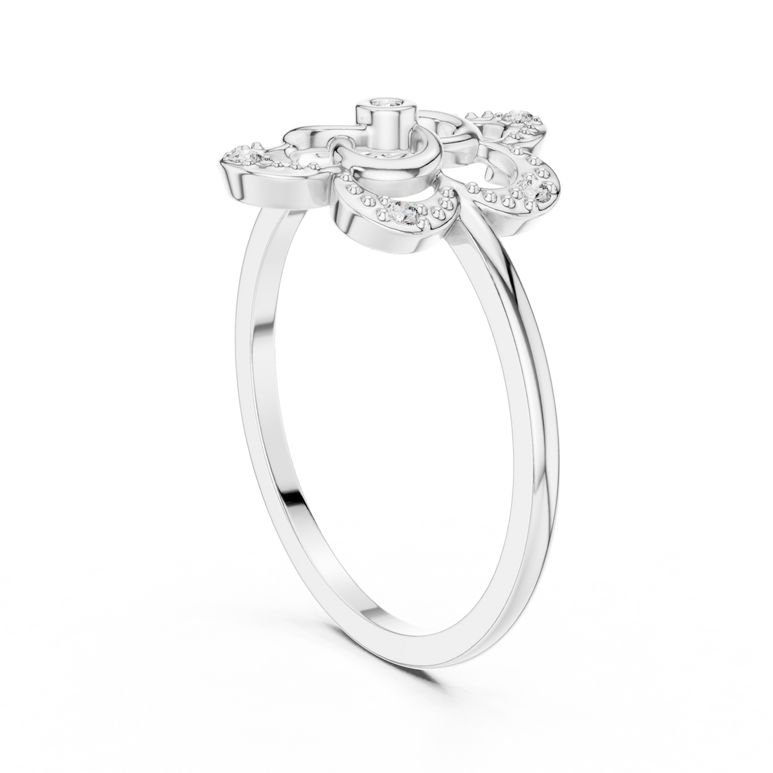 DR-6255 - Fashion Round Ring - White Gold