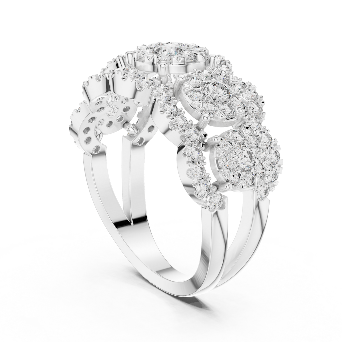 19#120023L - Fashion Round Ring - White Gold