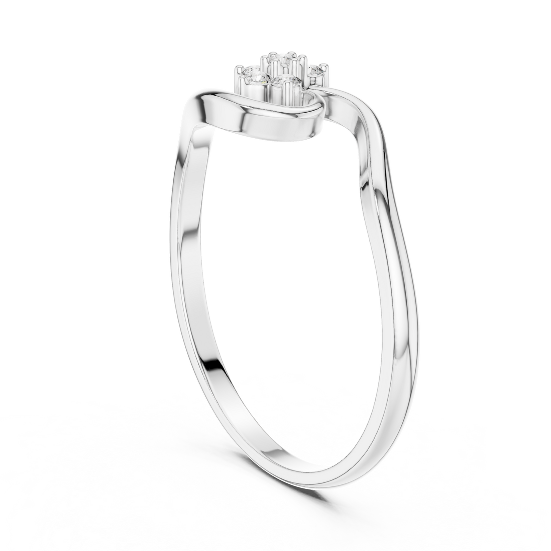 1 (185) - Fashion Round Ring - White Gold