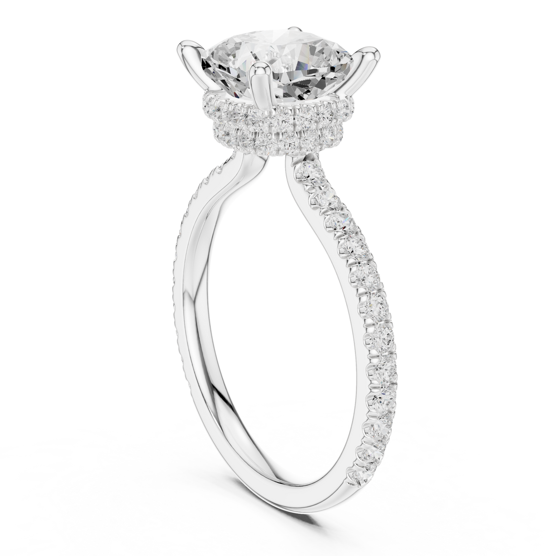DDLR-171-CU - Solitaire Cushion Ring - White Gold
