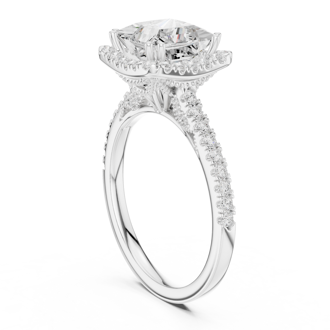 DDLR-255 - R00846-PR(001) - Halo Princess Ring - White Gold
