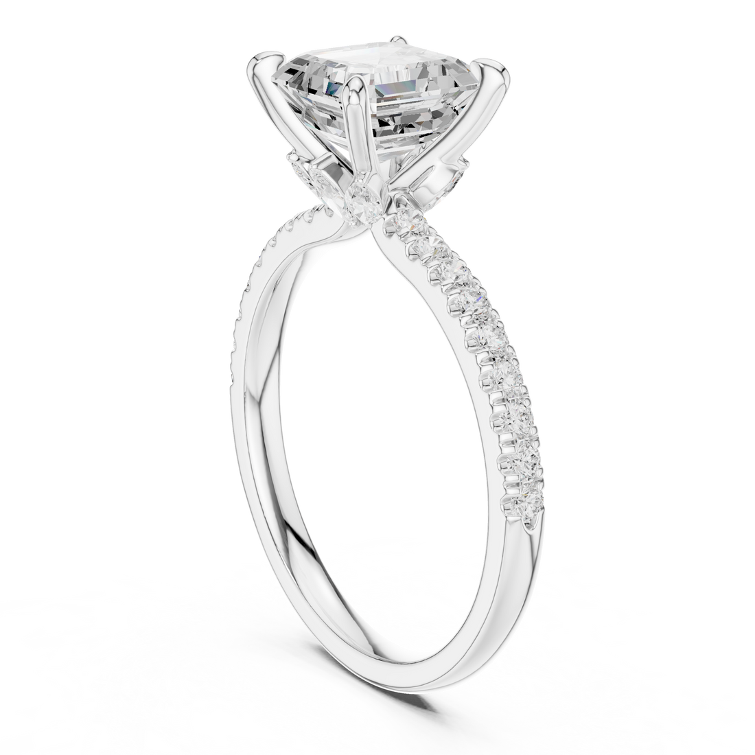 DDLR-1009 - Solitaire Emerald Ring - White Gold