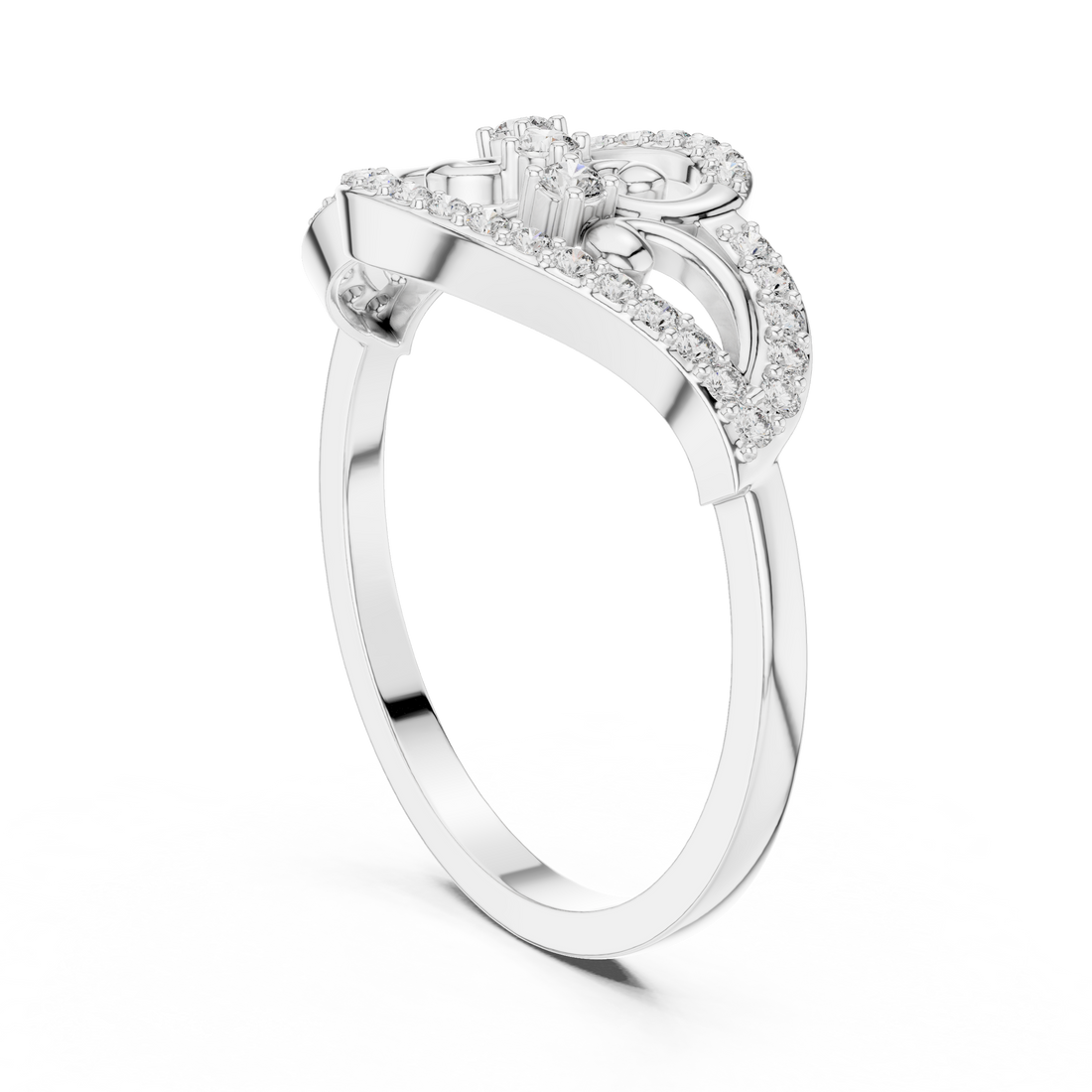 DR-6281 - Fashion Round Ring - White Gold
