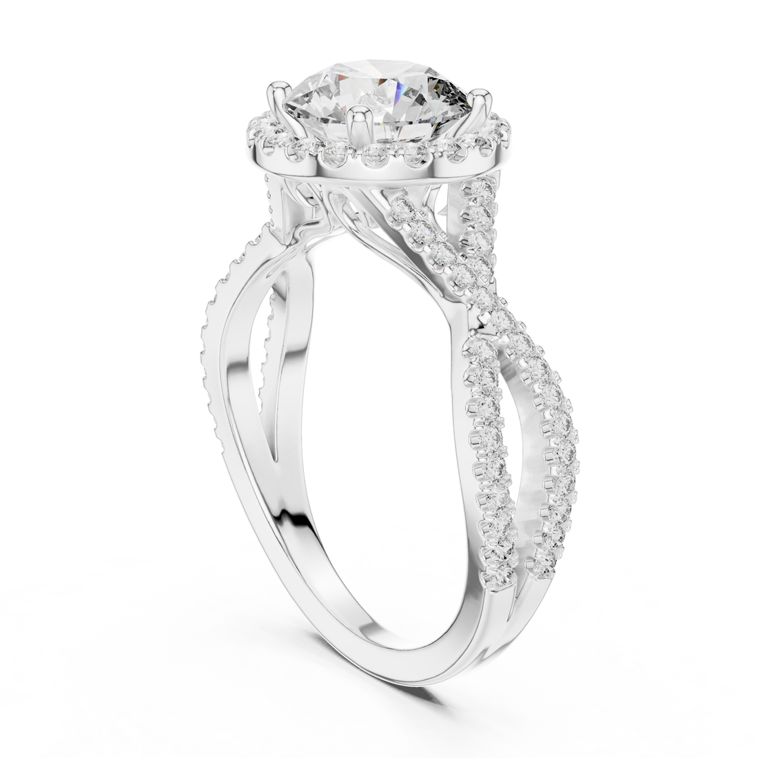 DDLR-152 - Halo Round Ring - White Gold