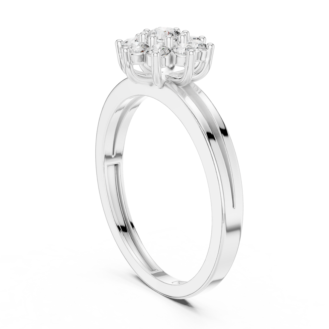 ALR-141 - Fashion Round Ring - White Gold