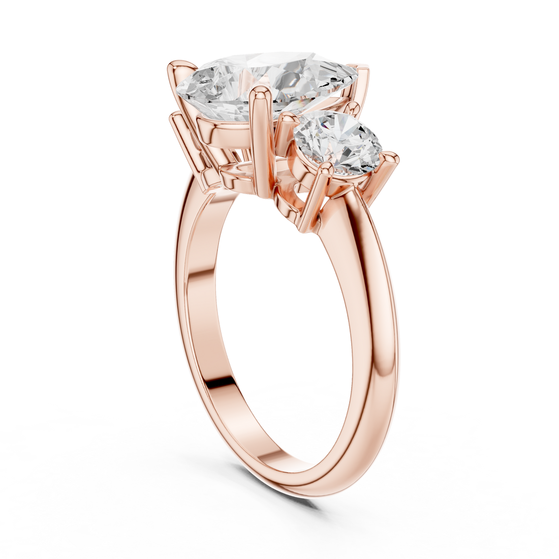 DDLR-042-PE - Three Stone Pear Ring - White Gold