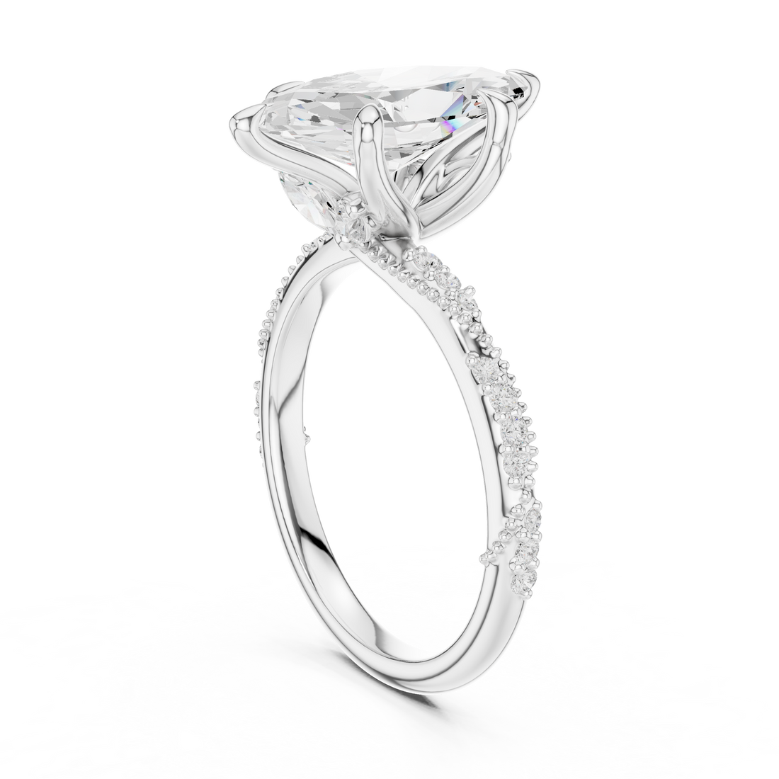 DDLR-167-MQ - Solitaire Marquise Ring - White Gold