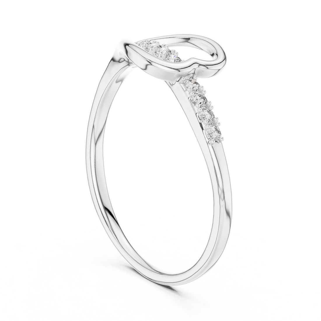 12#10026@L - Fashion None Ring - White Gold