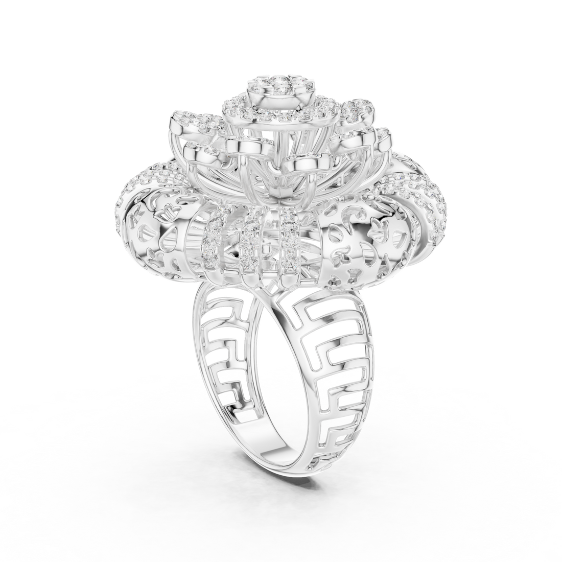 1280 - Fashion Round Ring - White Gold
