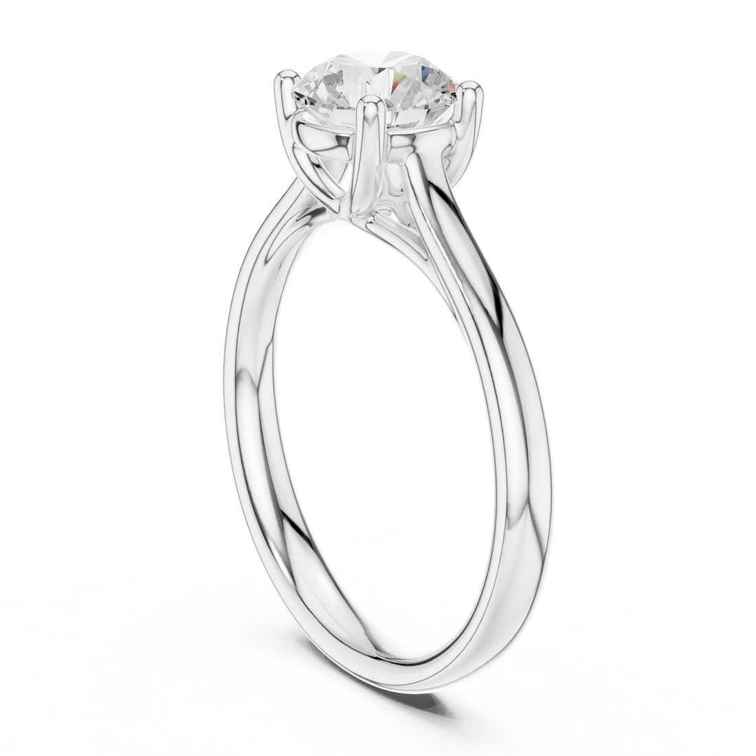 DDLR-633 - Solitaire Round Ring - White Gold