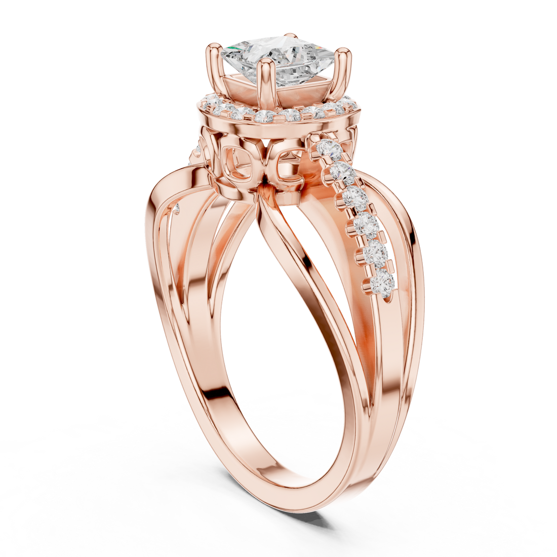 DDLR-486 - Halo Princess Ring - White Gold