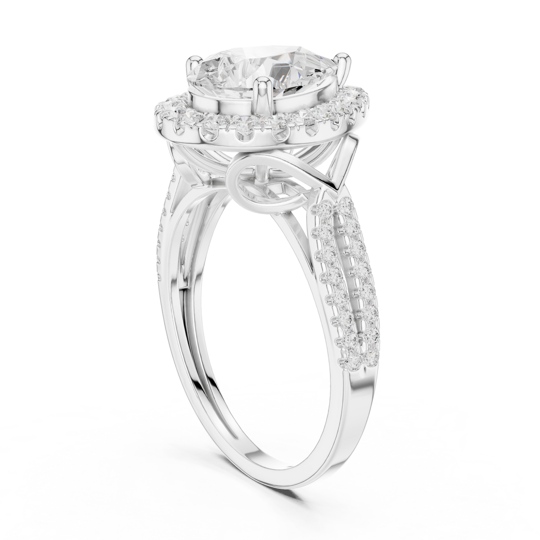 DDLR-397 - Halo Pear Ring - White Gold
