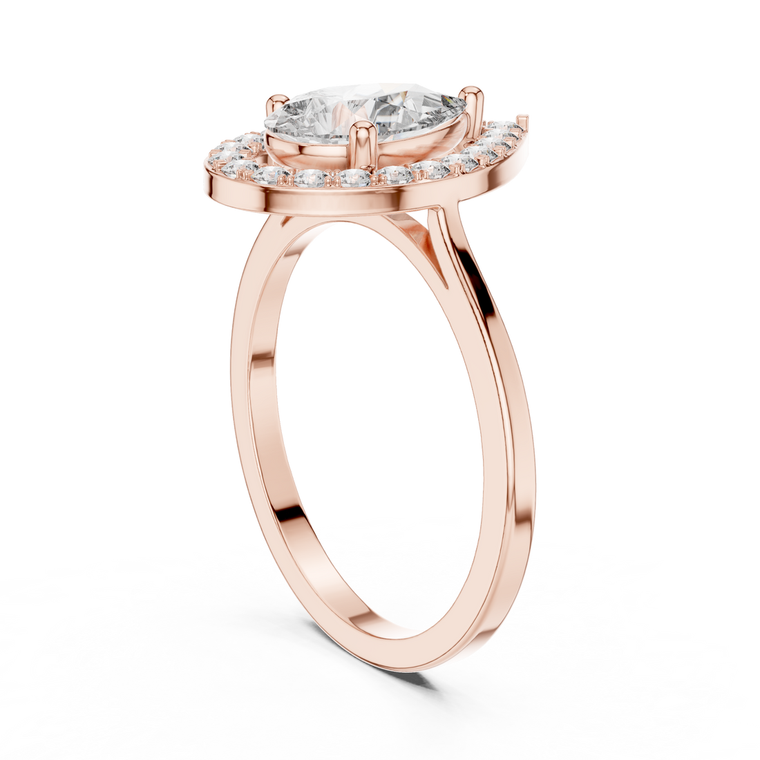 ALR-226 - Halo Pear Ring - White Gold