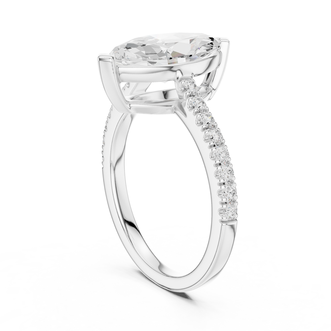 DDLR-039-MQ - Solitaire Marquise Ring - White Gold