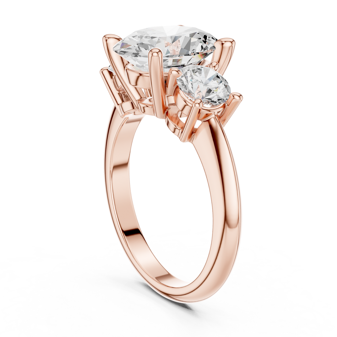 DDLR-042-OV - Three Stone Oval Ring - White Gold