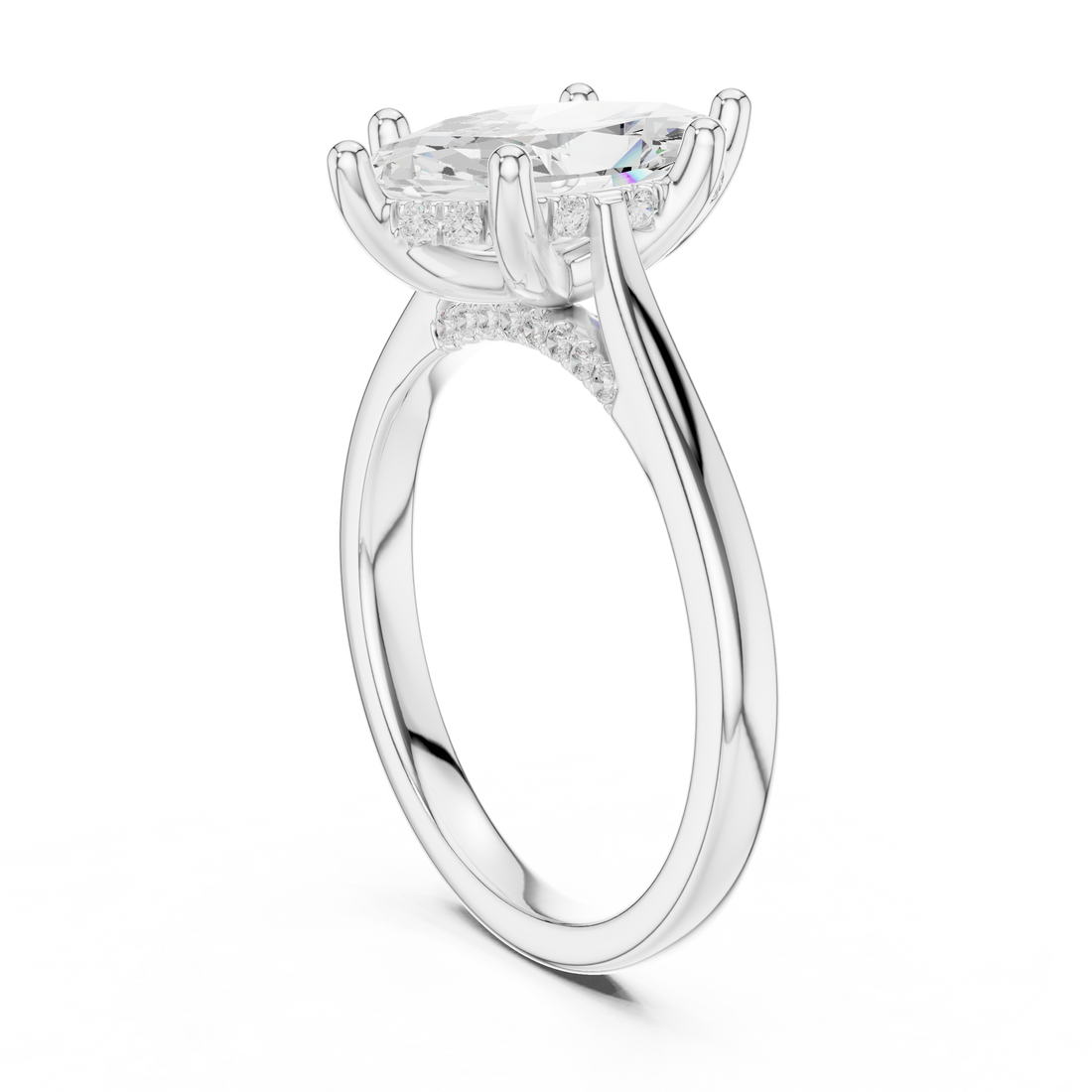 DDLR-163-R00837-MQ - Solitaire Marquise Ring - White Gold